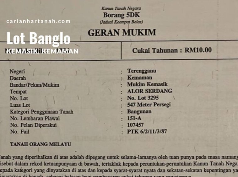 Lot Banglo Sarang Lang Kemasik 1